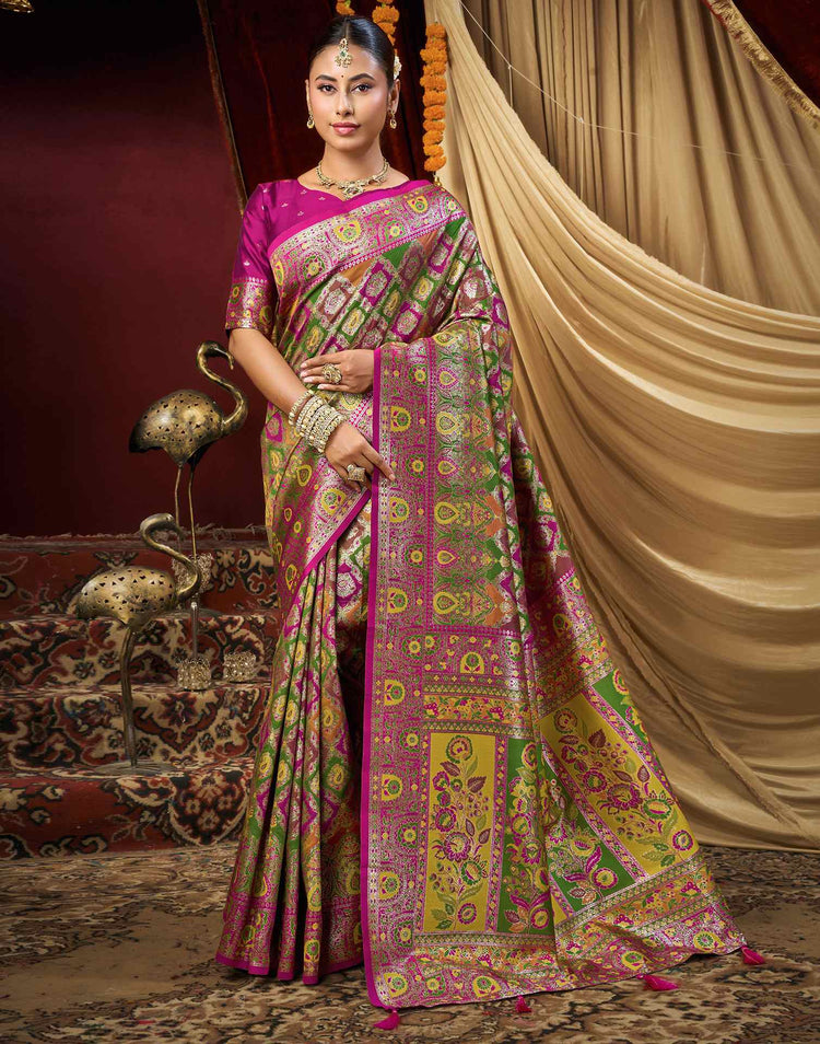 Multicoloured Silk Woven Banarasi Saree