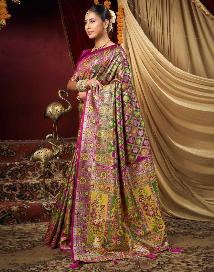 Multicoloured Silk Woven Banarasi Saree