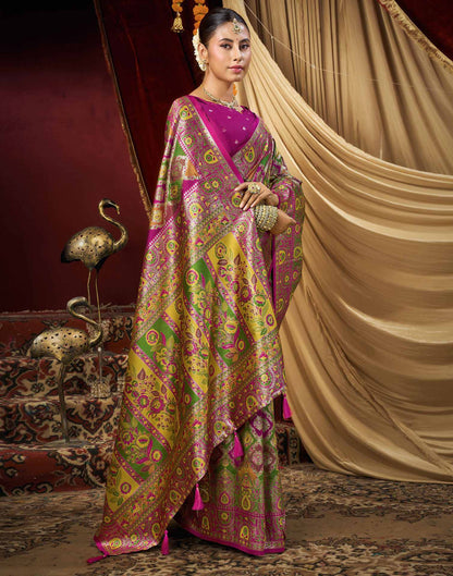 Multicoloured Silk Woven Banarasi Saree