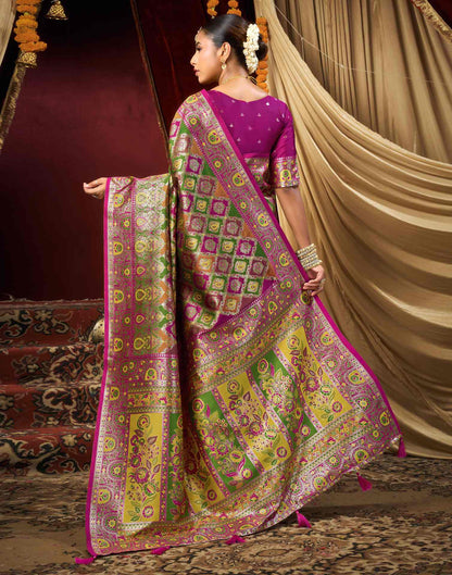 Multicoloured Silk Woven Banarasi Saree