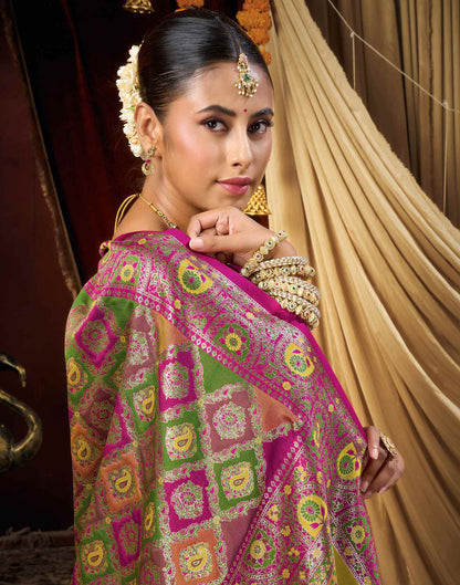 Multicoloured Silk Woven Banarasi Saree