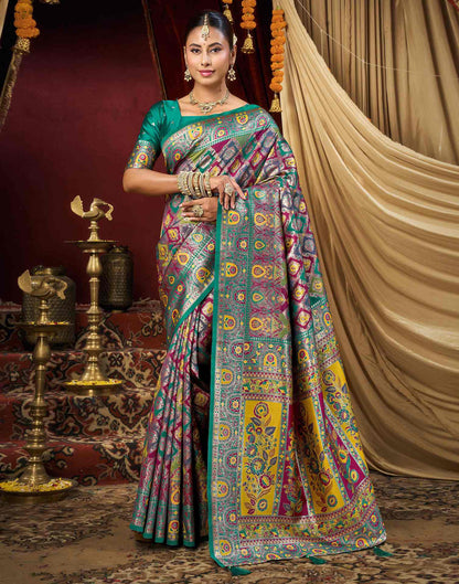Multicoloured Silk Woven Banarasi Saree