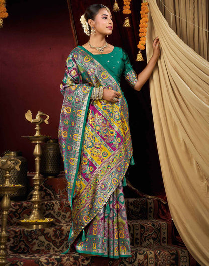 Multicoloured Silk Woven Banarasi Saree