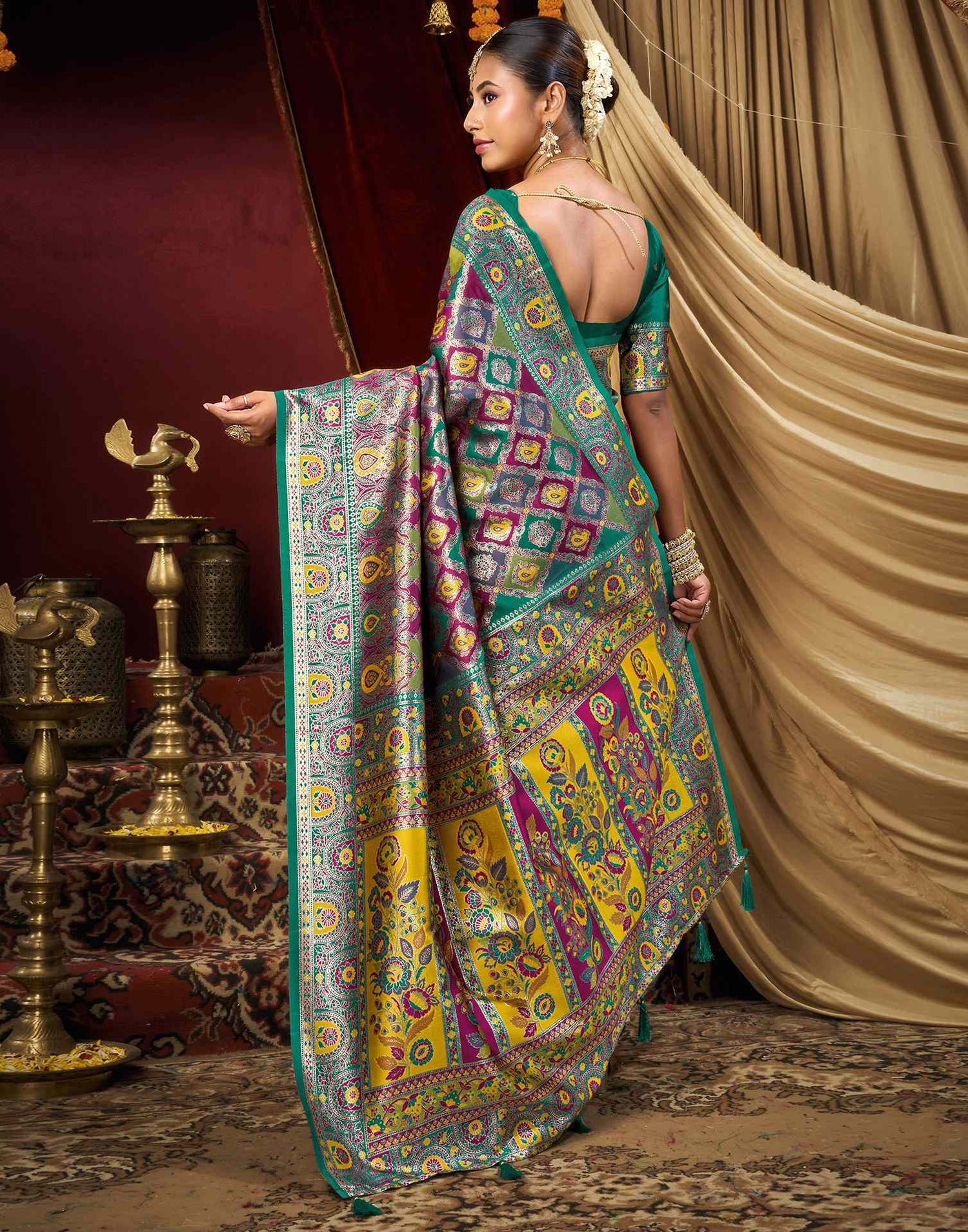 Multicoloured Silk Woven Banarasi Saree