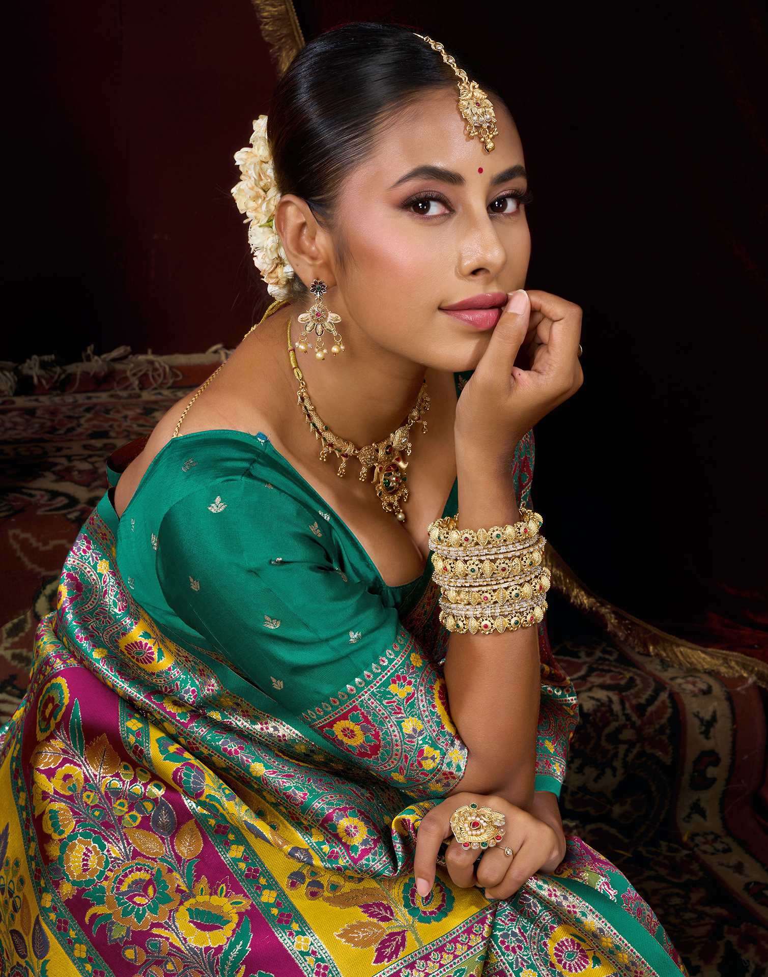 Multicoloured Silk Woven Banarasi Saree