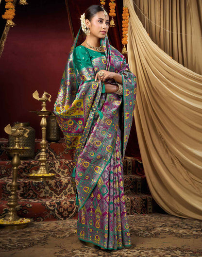 Multicoloured Silk Woven Banarasi Saree