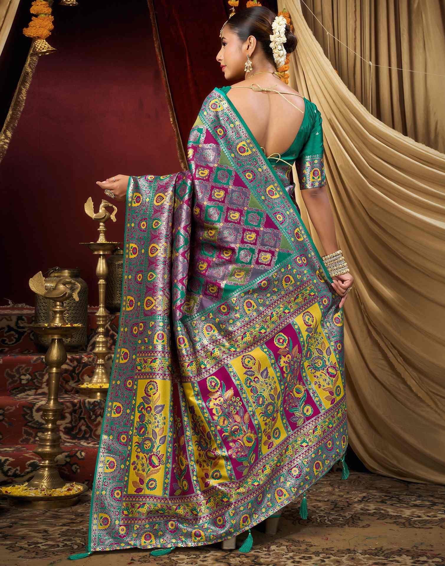 Multicoloured Silk Woven Banarasi Saree
