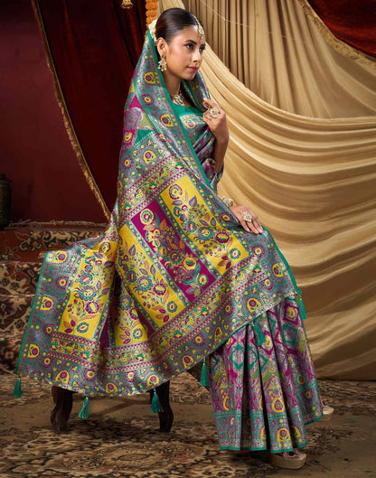 Multicoloured Silk Woven Banarasi Saree