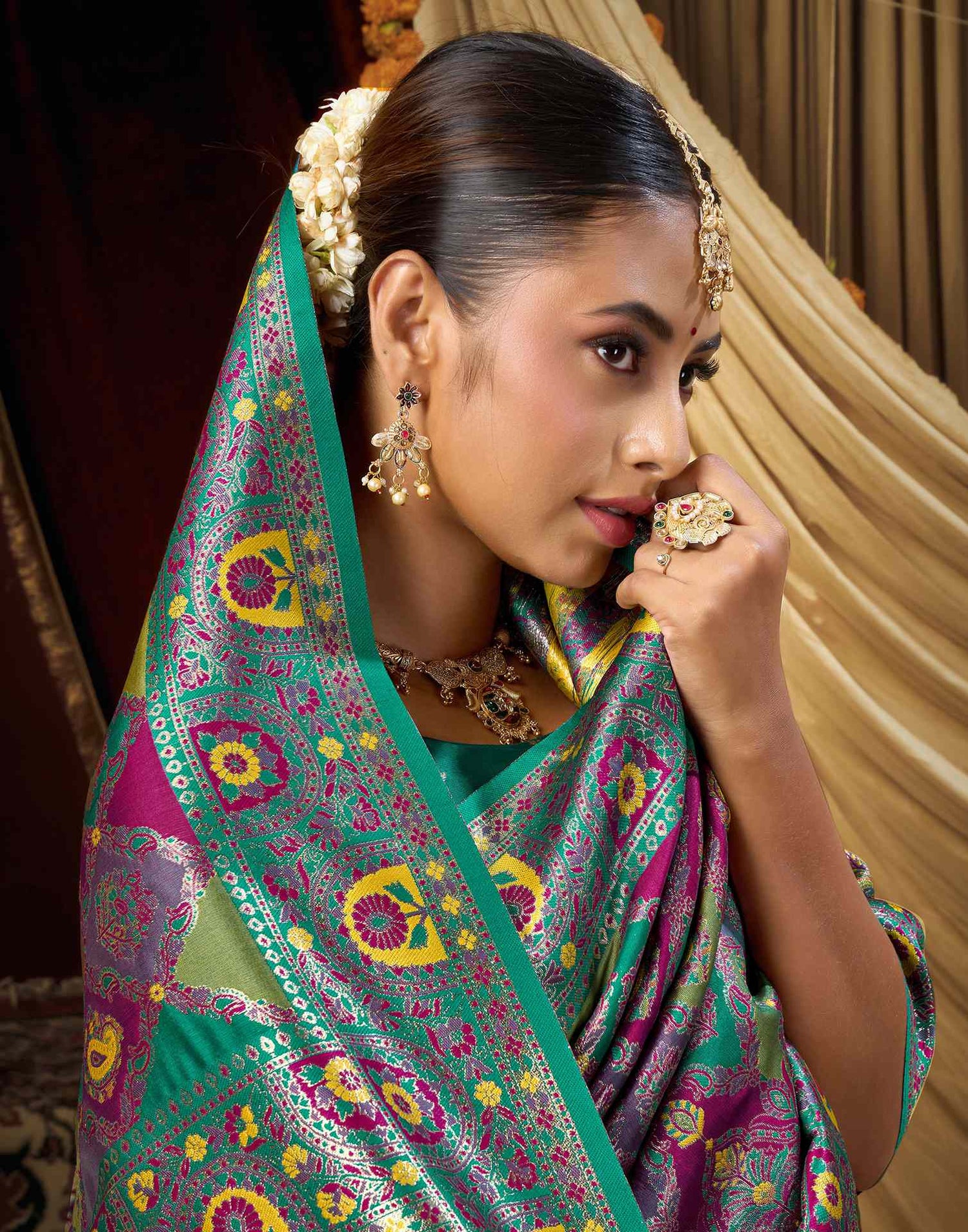 Multicoloured Silk Woven Banarasi Saree