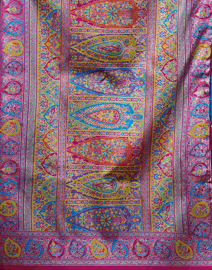 Teal Blue Silk Woven Banarasi Saree