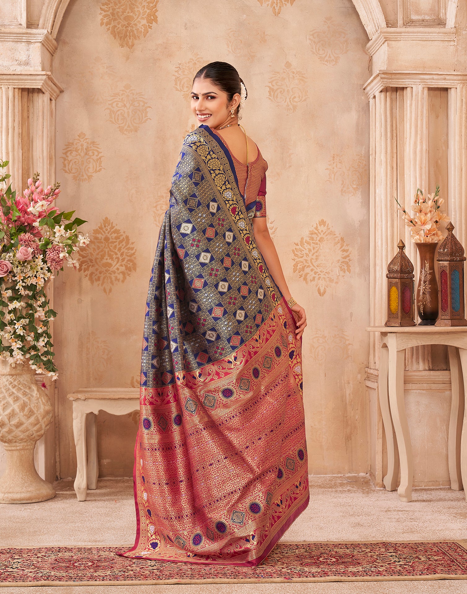 Navy Blue Silk Woven Patola Saree