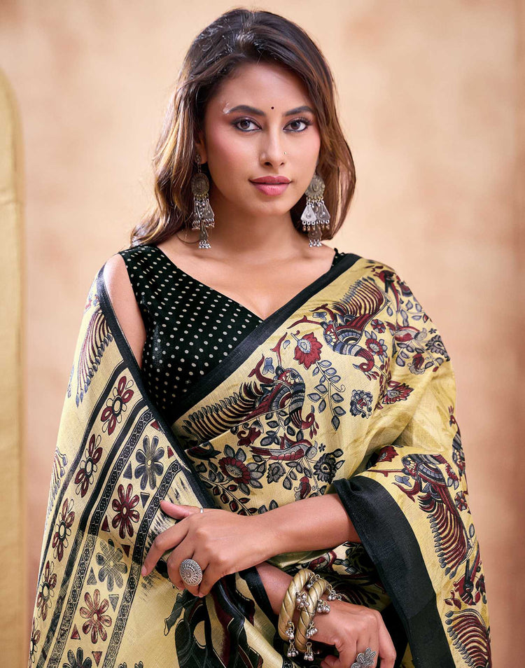 Beige Khadi Printed Saree