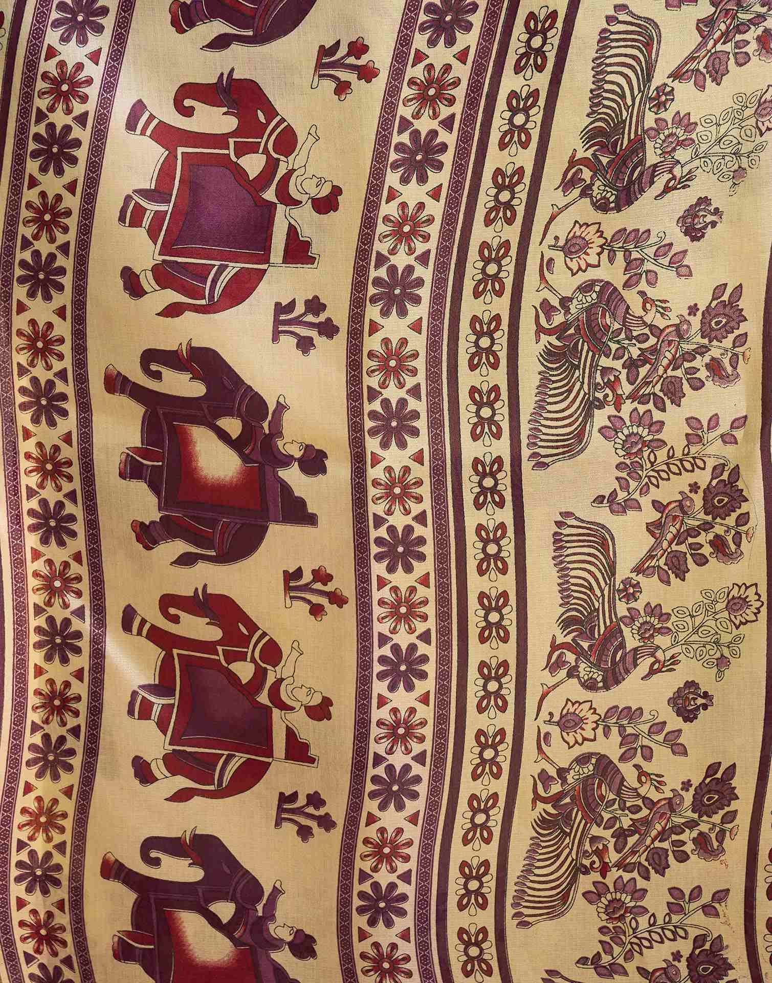 Beige Khadi Printed Saree