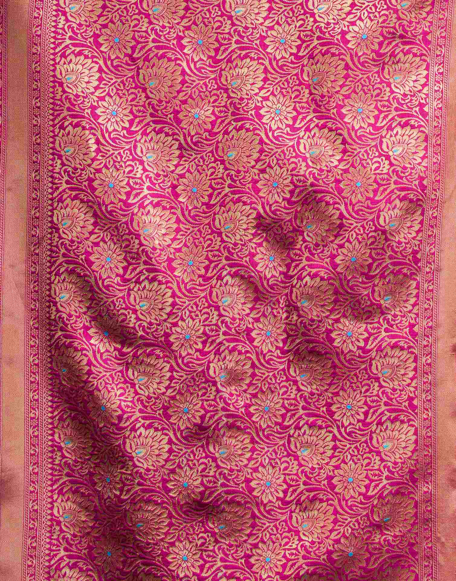 Teal blue Silk Woven Banarasi Saree