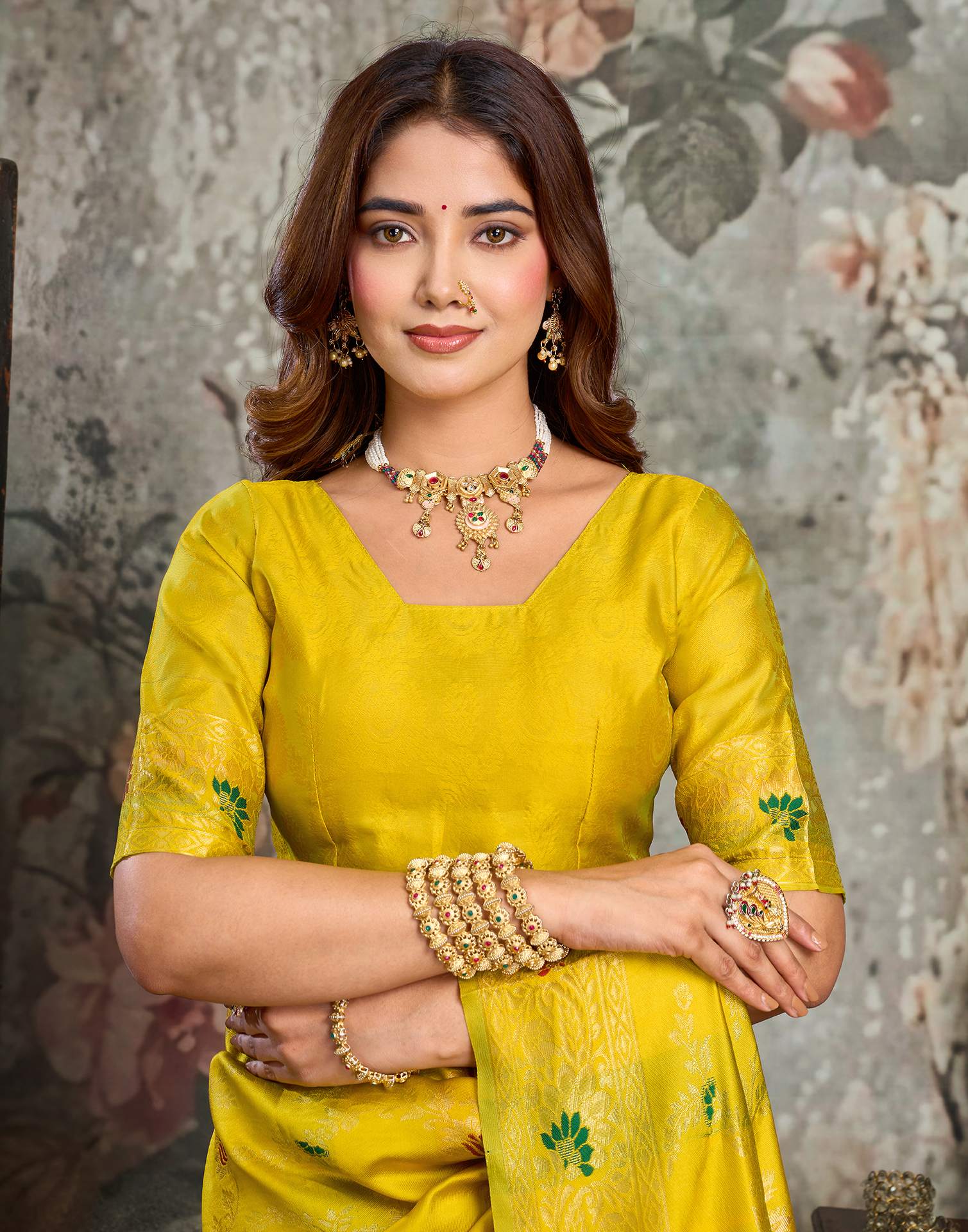 Yellow Silk Woven Banarasi Saree