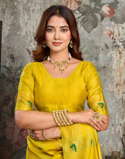 Yellow Silk Woven Banarasi Saree