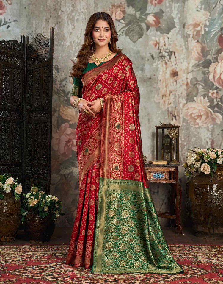 Red Silk Woven Banarasi Saree