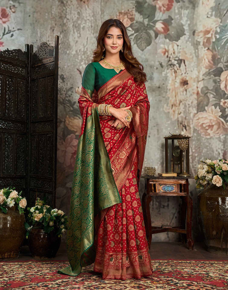 Red Silk Woven Banarasi Saree