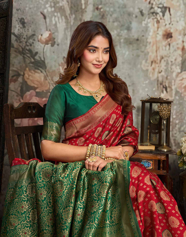 Red Silk Woven Banarasi Saree
