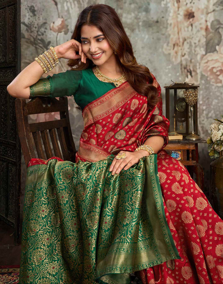 Red Silk Woven Banarasi Saree