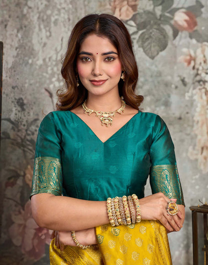 Yellow Silk Woven Banarasi Saree
