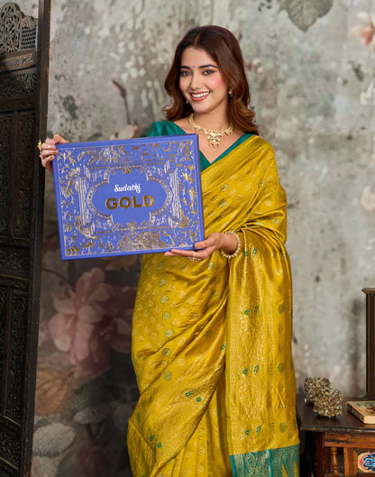Yellow Silk Woven Banarasi Saree