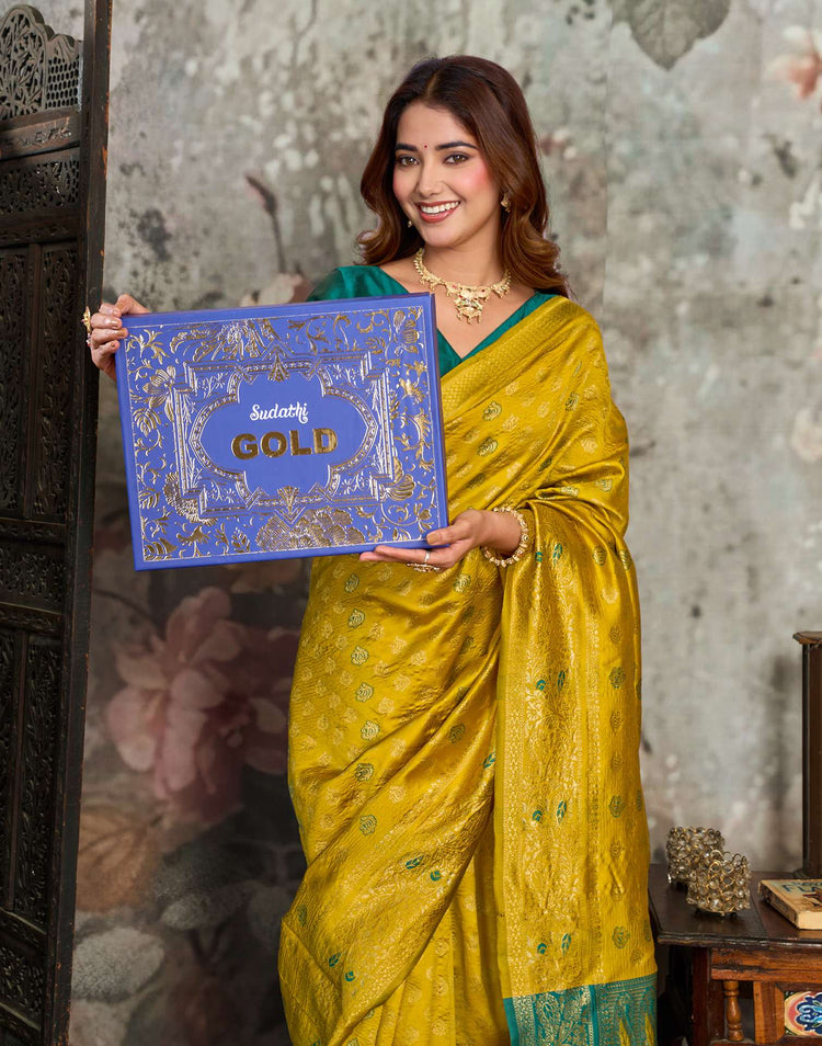 Yellow Silk Woven Banarasi Saree