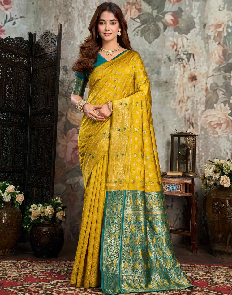 Yellow Silk Woven Banarasi Saree