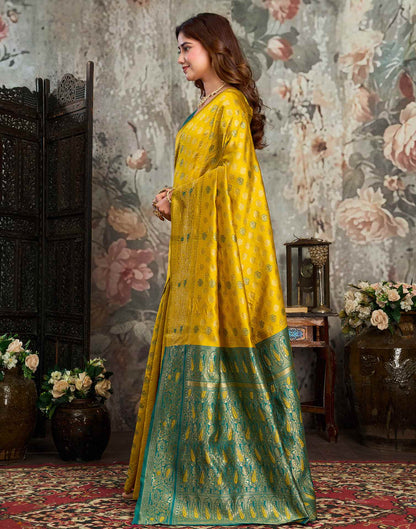 Yellow Silk Woven Banarasi Saree
