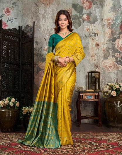 Yellow Silk Woven Banarasi Saree