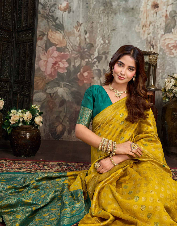 Yellow Silk Woven Banarasi Saree