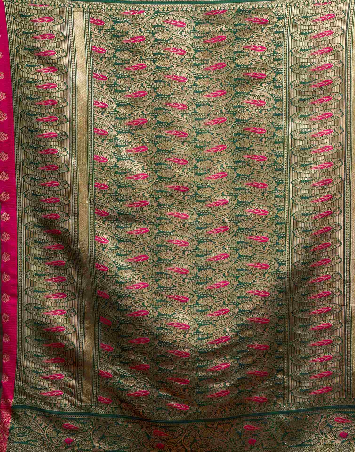 Magenta Silk Woven Banarasi Saree