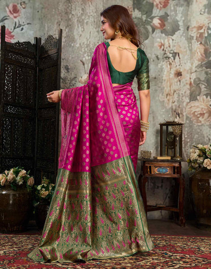 Magenta Silk Woven Banarasi Saree