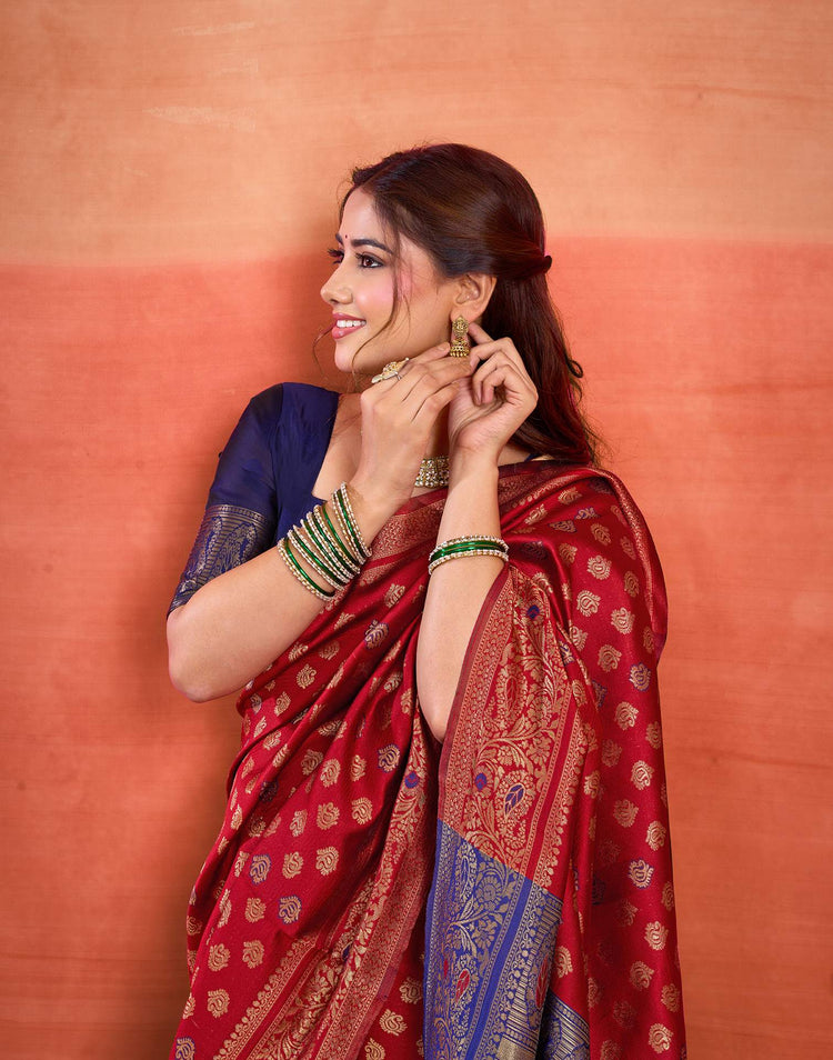 Red Silk Woven Banarasi Saree