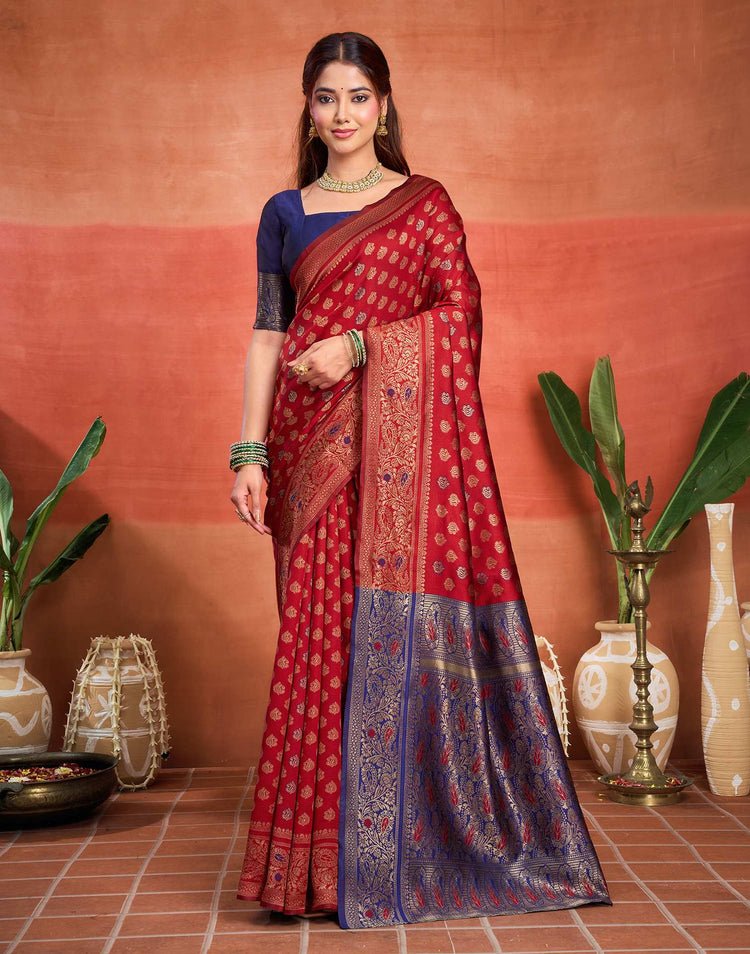 Red Silk Woven Banarasi Saree