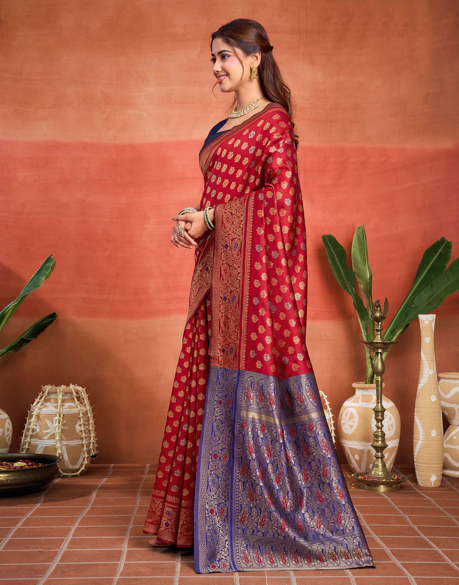 Red Silk Woven Banarasi Saree