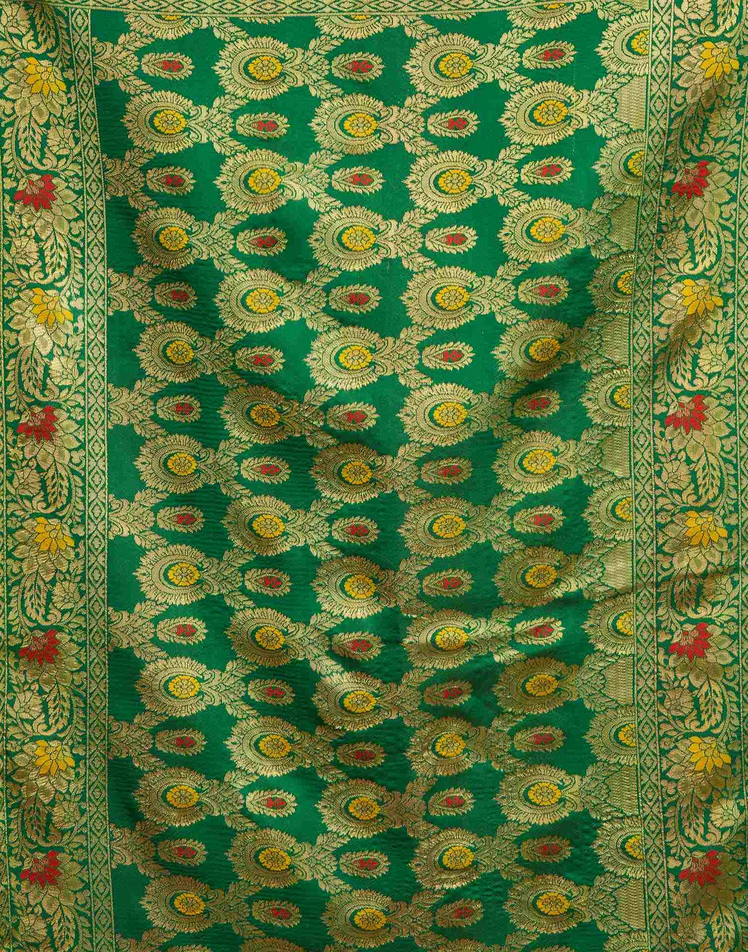 Parrot Green Silk Woven Banarasi Saree
