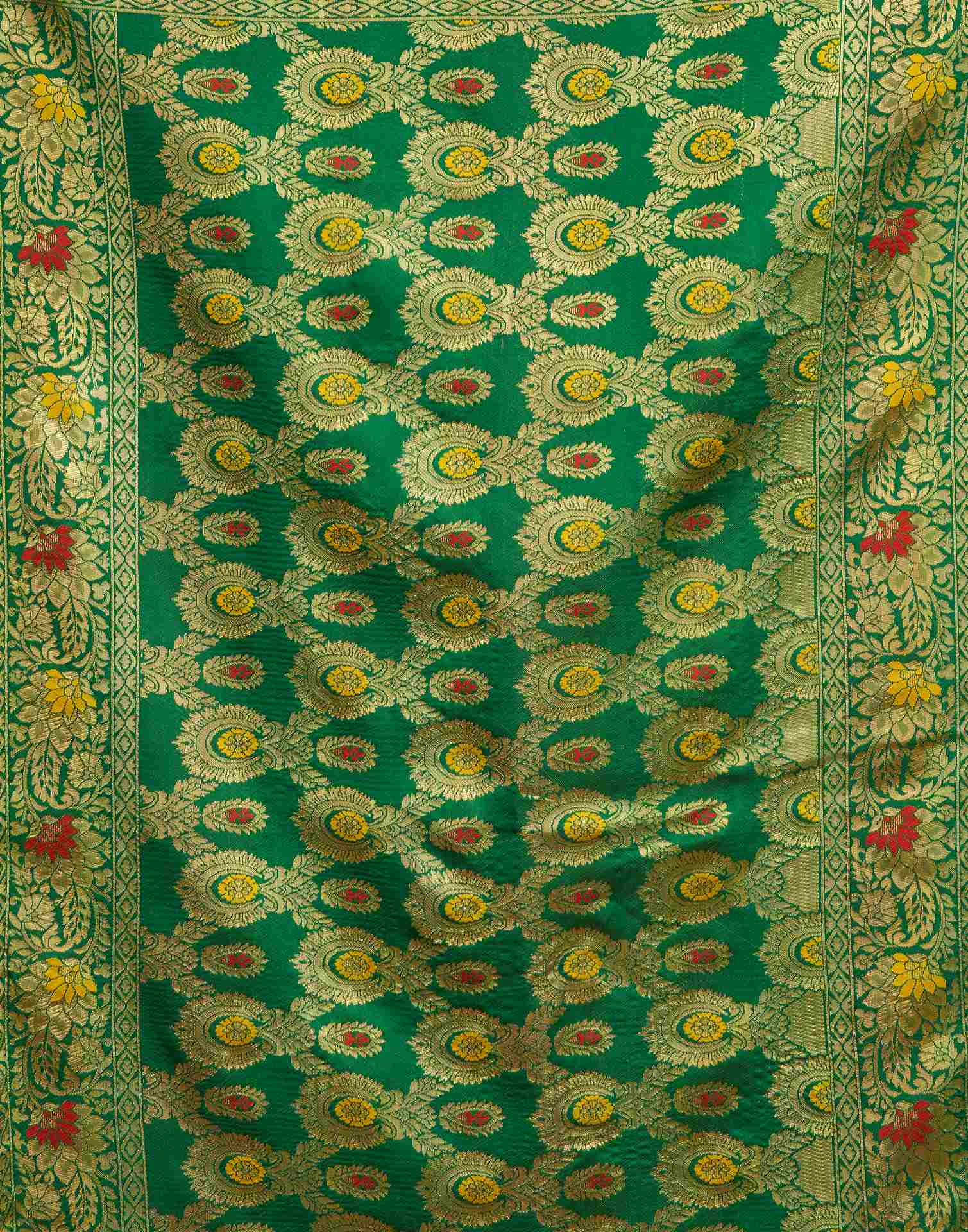 Parrot Green Silk Woven Banarasi Saree