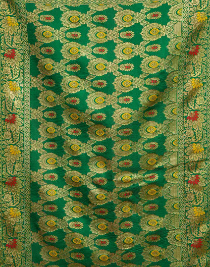 Parrot Green Silk Woven Banarasi Saree