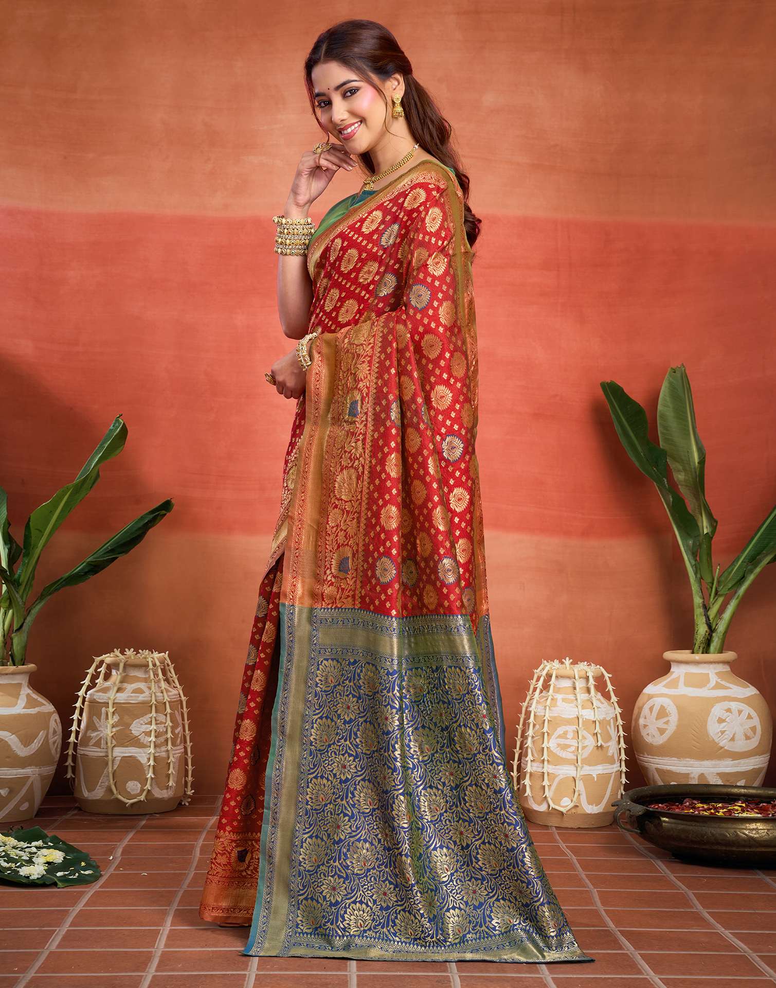 Red Silk Woven Banarasi Saree