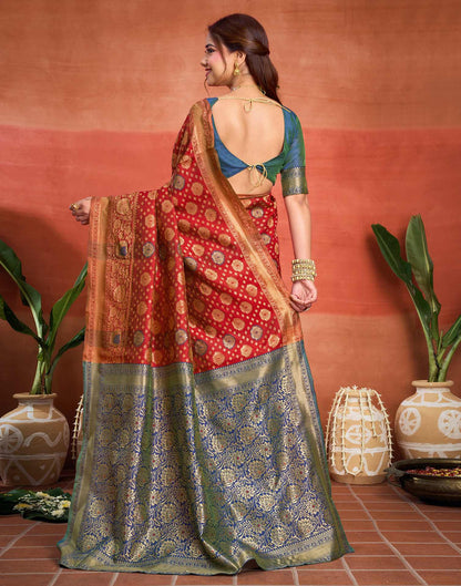 Red Silk Woven Banarasi Saree