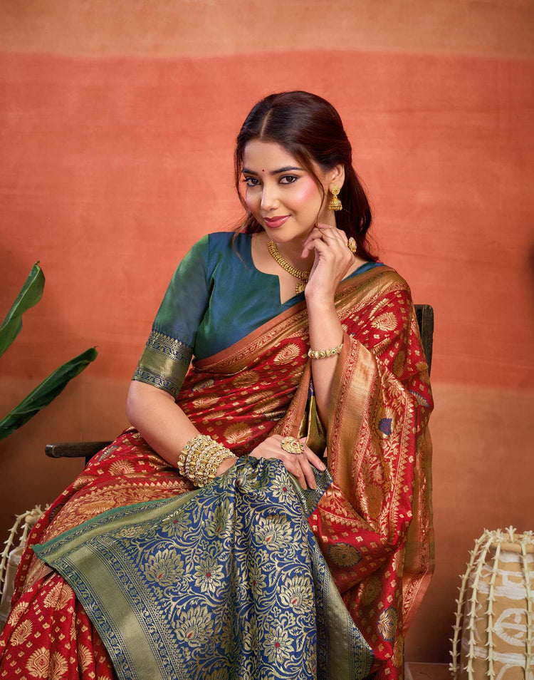 Red Silk Woven Banarasi Saree