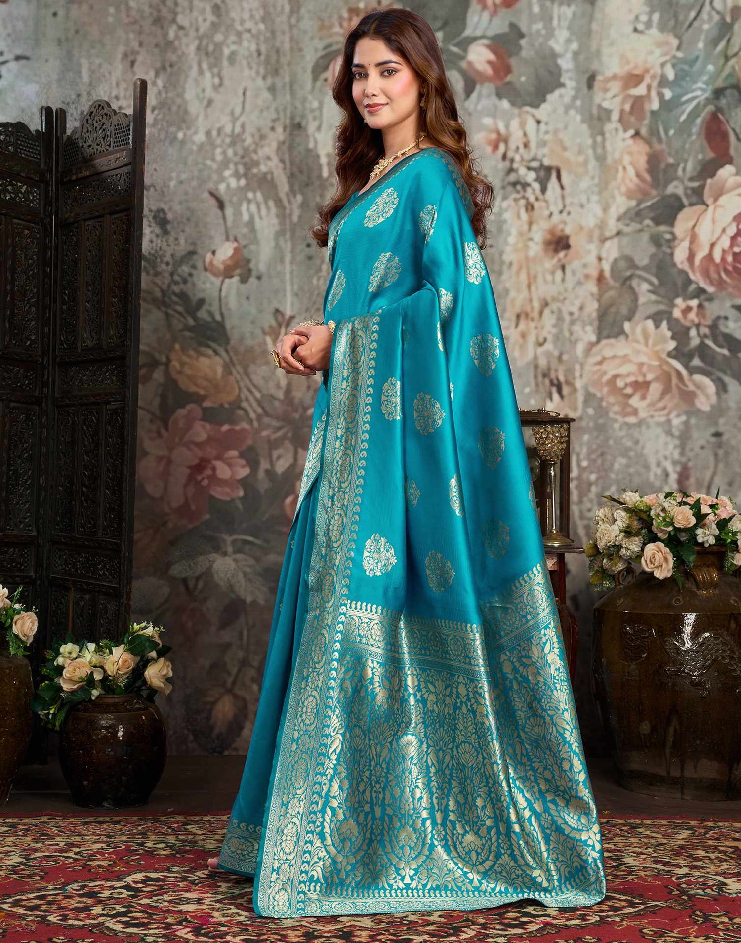 Blue Silk Woven Banarasi Saree