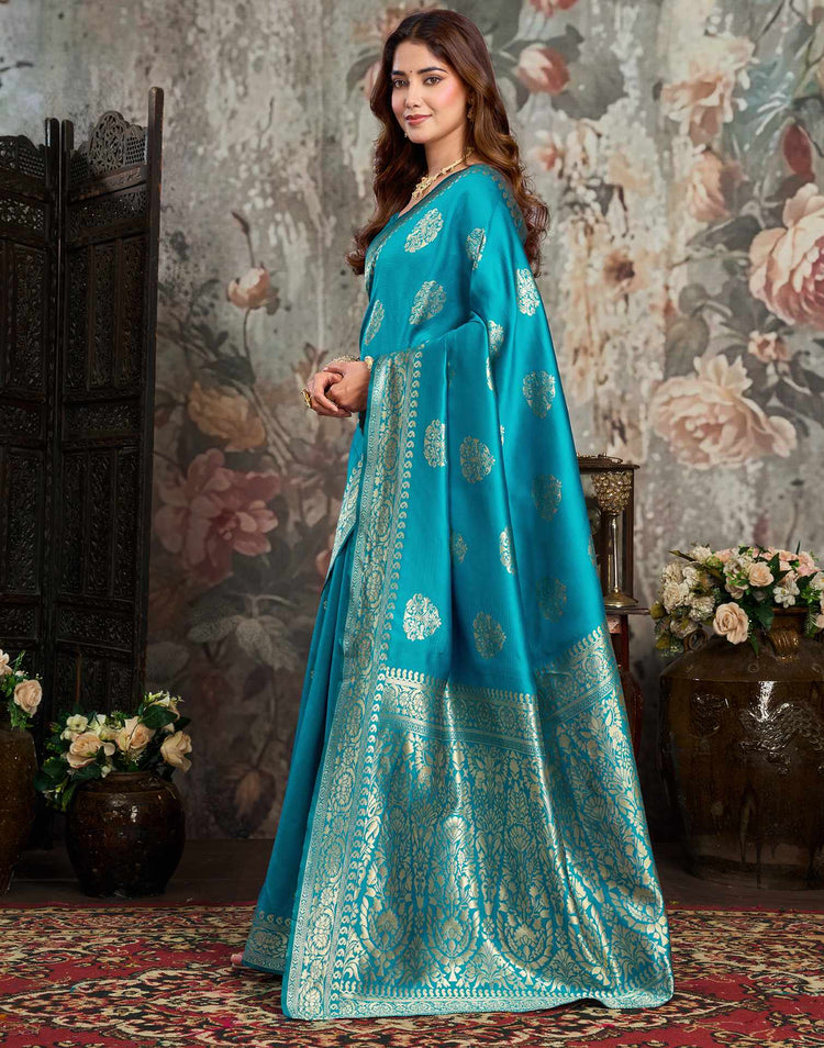 Blue Silk Woven Banarasi Saree