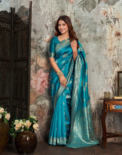 Blue Silk Woven Banarasi Saree
