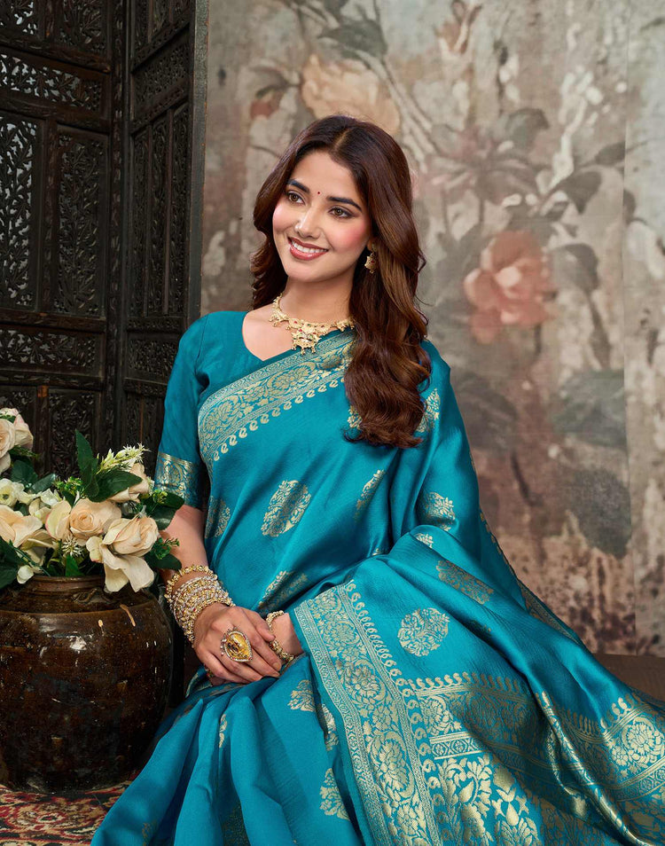 Blue Silk Woven Banarasi Saree