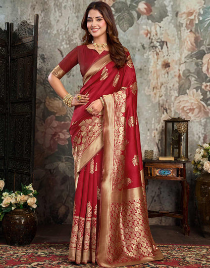 Red Silk Woven Banarasi Saree