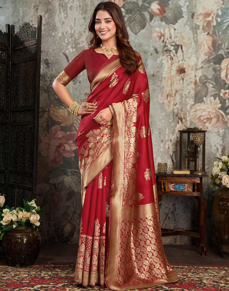 Red Silk Woven Banarasi Saree
