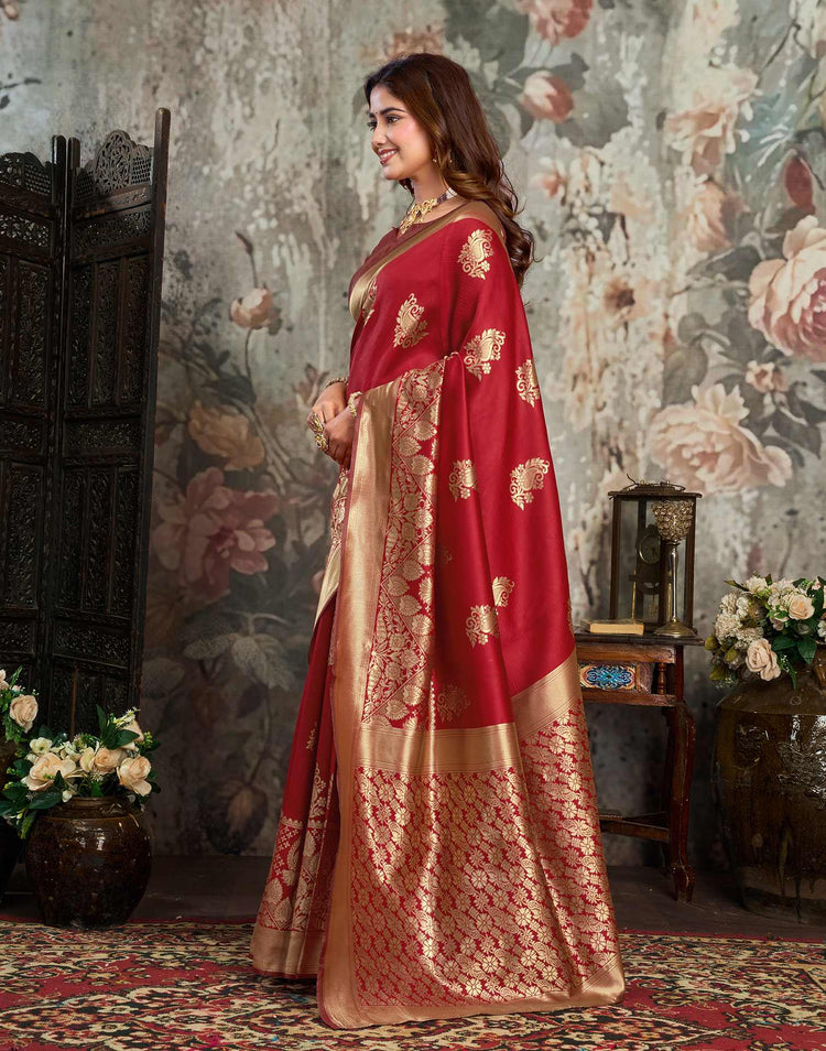 Red Silk Woven Banarasi Saree