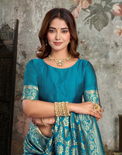 Blue Silk Woven Banarasi Saree